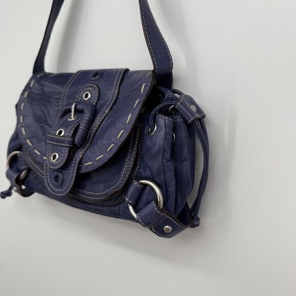 Hype Blue/Purple Leather Buckle Shoulder Bag Y2k Style - Picture 3 of 12